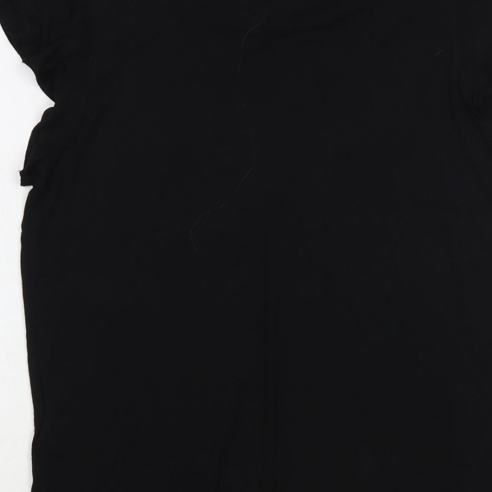 H&M Womens Black Viscose Basic T-Shirt Size M Boat Neck