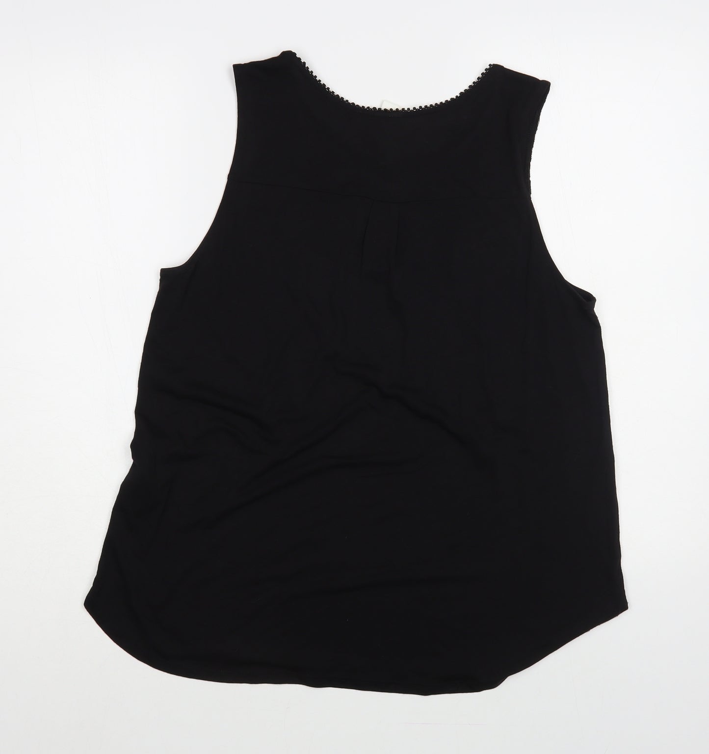 H&M Womens Black Viscose Basic Tank Size M Boat Neck - Lace Detail