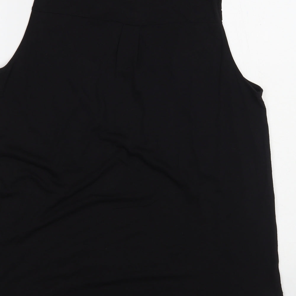 H&M Womens Black Viscose Basic Tank Size M Boat Neck - Lace Detail