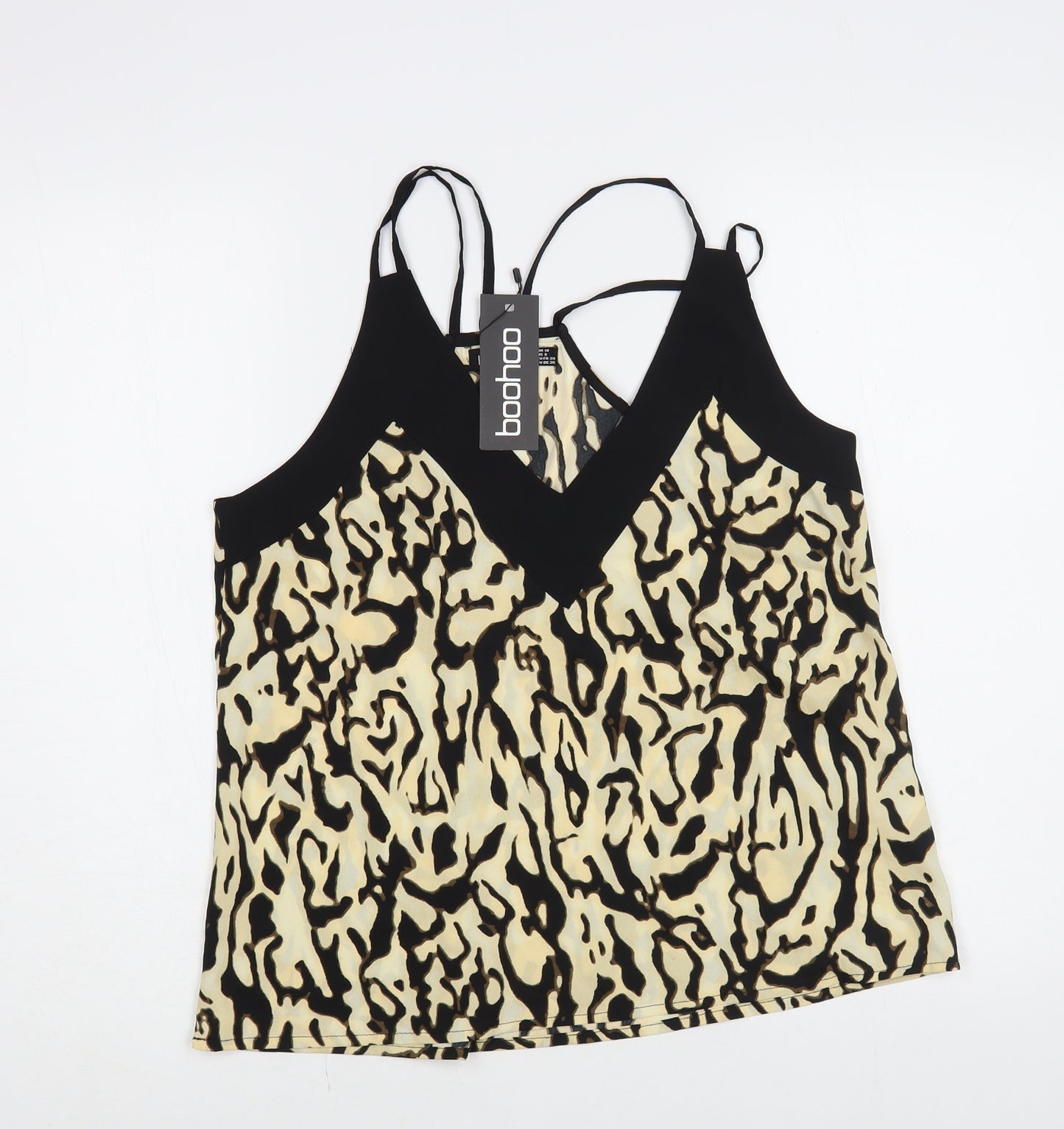 Boohoo Womens Beige Animal Print Polyester Camisole Tank Size 10 V-Neck