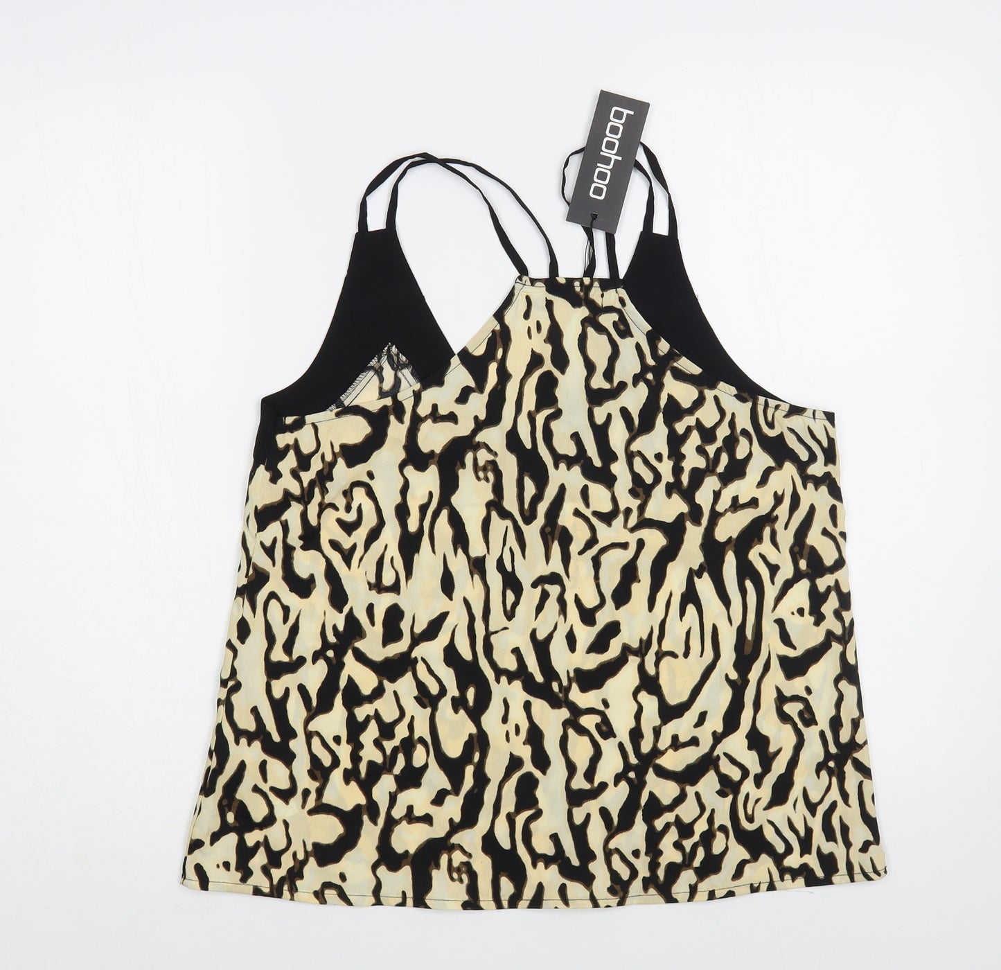 Boohoo Womens Beige Animal Print Polyester Camisole Tank Size 10 V-Neck