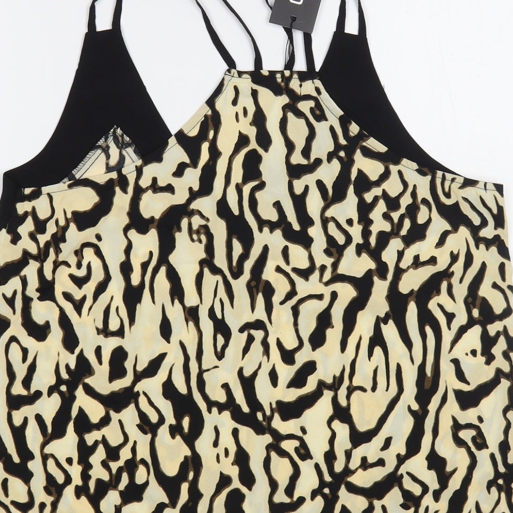 Boohoo Womens Beige Animal Print Polyester Camisole Tank Size 10 V-Neck