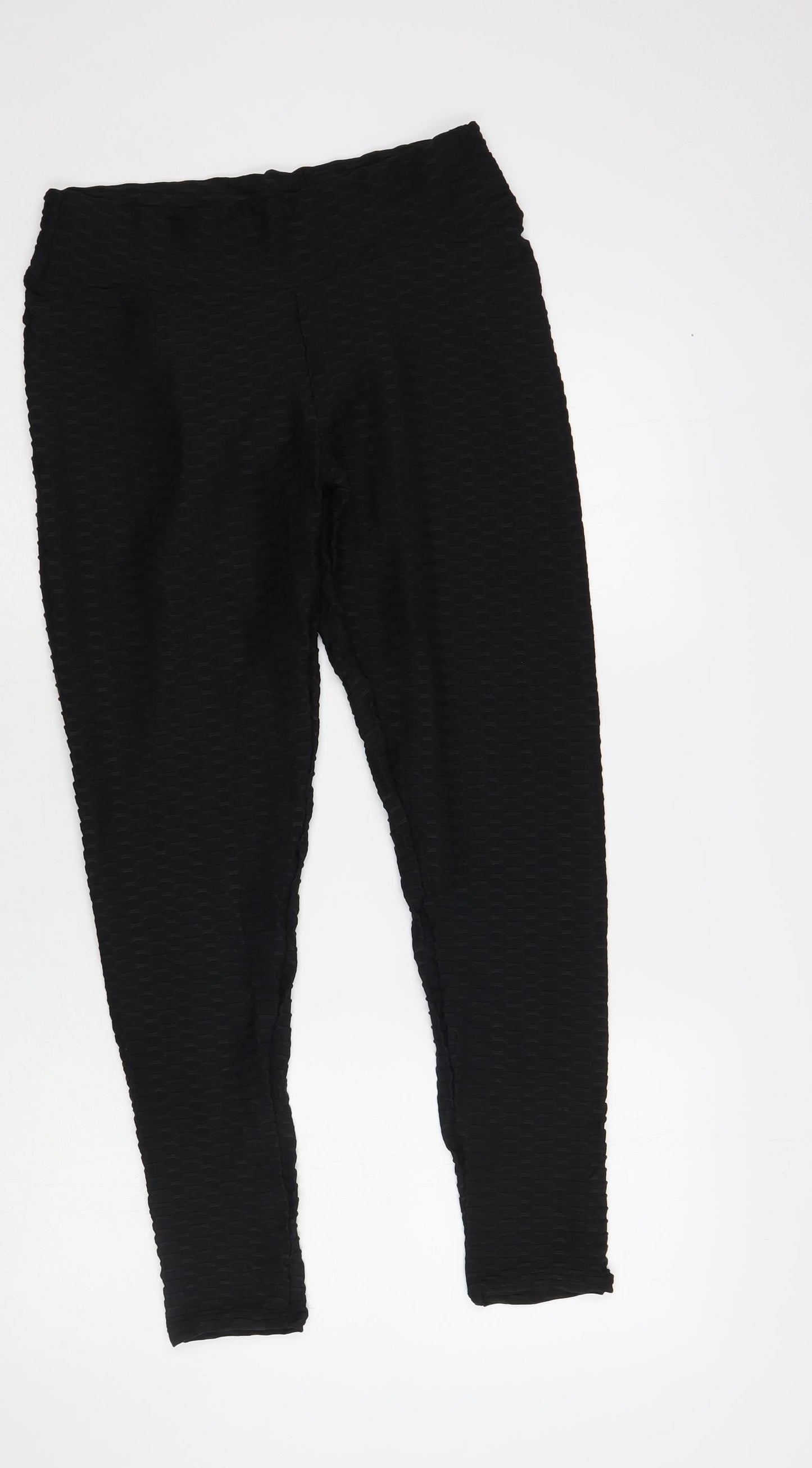 Preworn Womens Black Polyester Compression Leggings Size L L28 in Regular