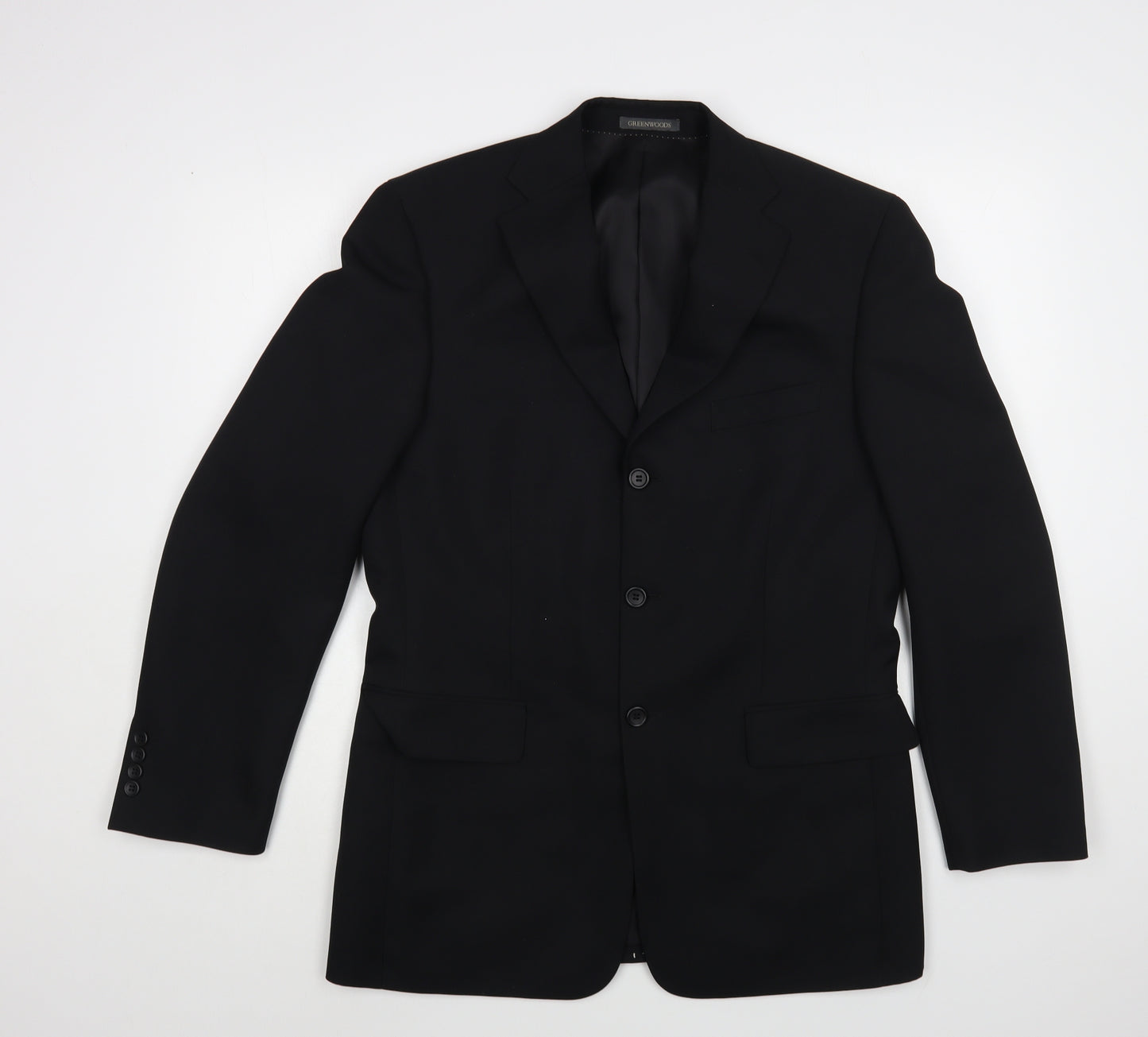 Greenwoods Mens Black Polyester Jacket Blazer Size 38