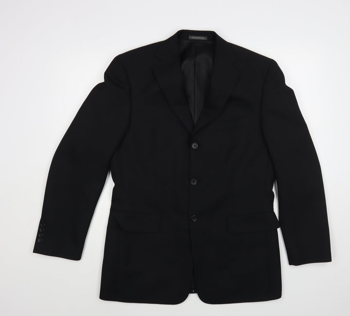 Greenwoods Mens Black Polyester Jacket Blazer Size 38