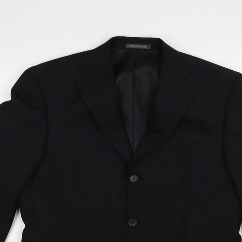 Greenwoods Mens Black Polyester Jacket Blazer Size 38