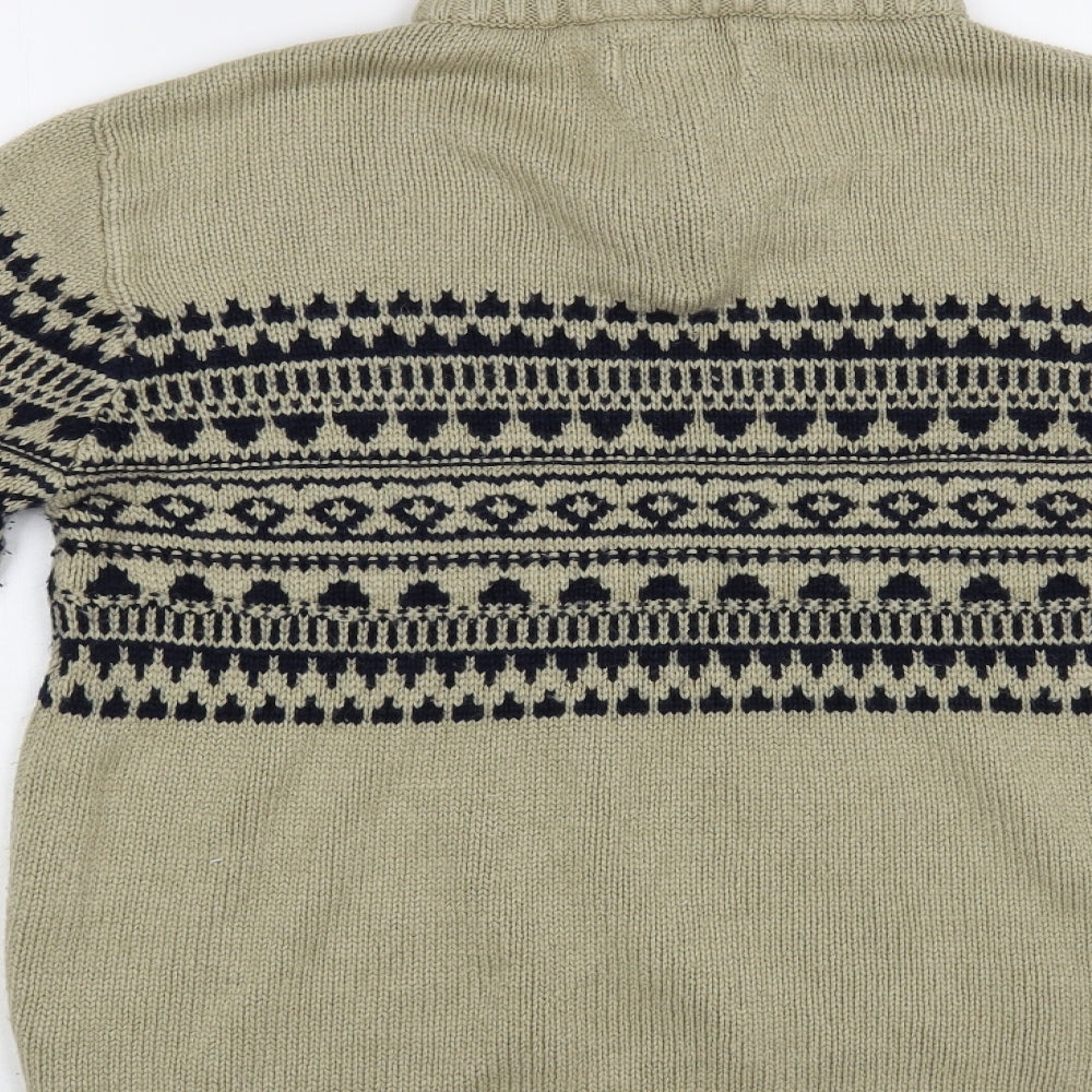 Pierre Cardin Mens Beige High Neck Fair Isle Acrylic Pullover Jumper Size M