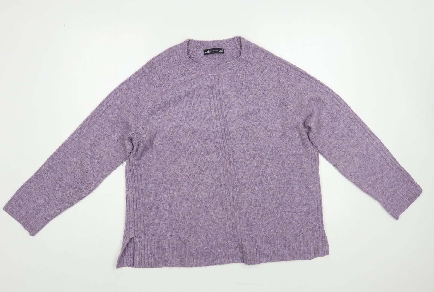 Marks and Spencer Womens Purple Crew Neck Acrylic Pullover Jumper Size M
