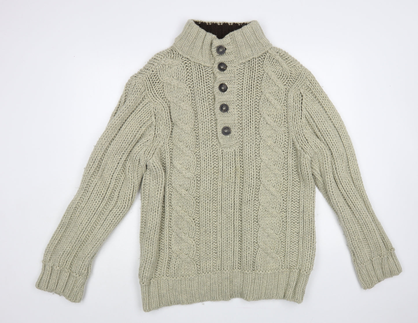 NEXT Mens Beige High Neck Acrylic Pullover Jumper Size L