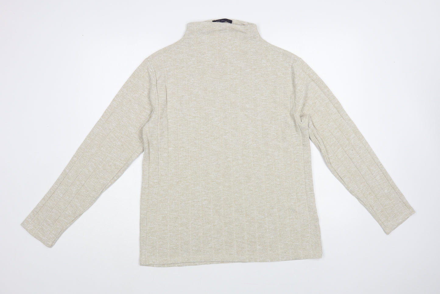 Marks and Spencer Womens Beige Mock Neck Viscose Pullover Jumper Size 14