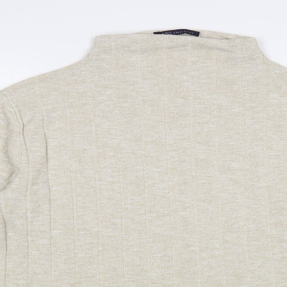 Marks and Spencer Womens Beige Mock Neck Viscose Pullover Jumper Size 14