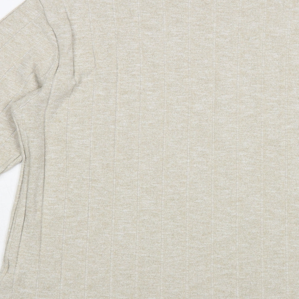 Marks and Spencer Womens Beige Mock Neck Viscose Pullover Jumper Size 14