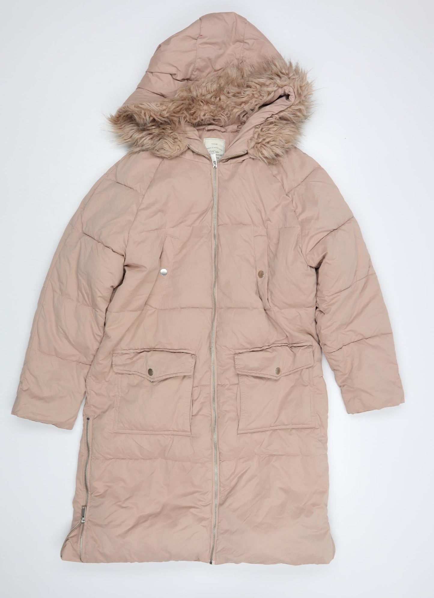 George Womens Pink Puffer Jacket Coat Size M Zip