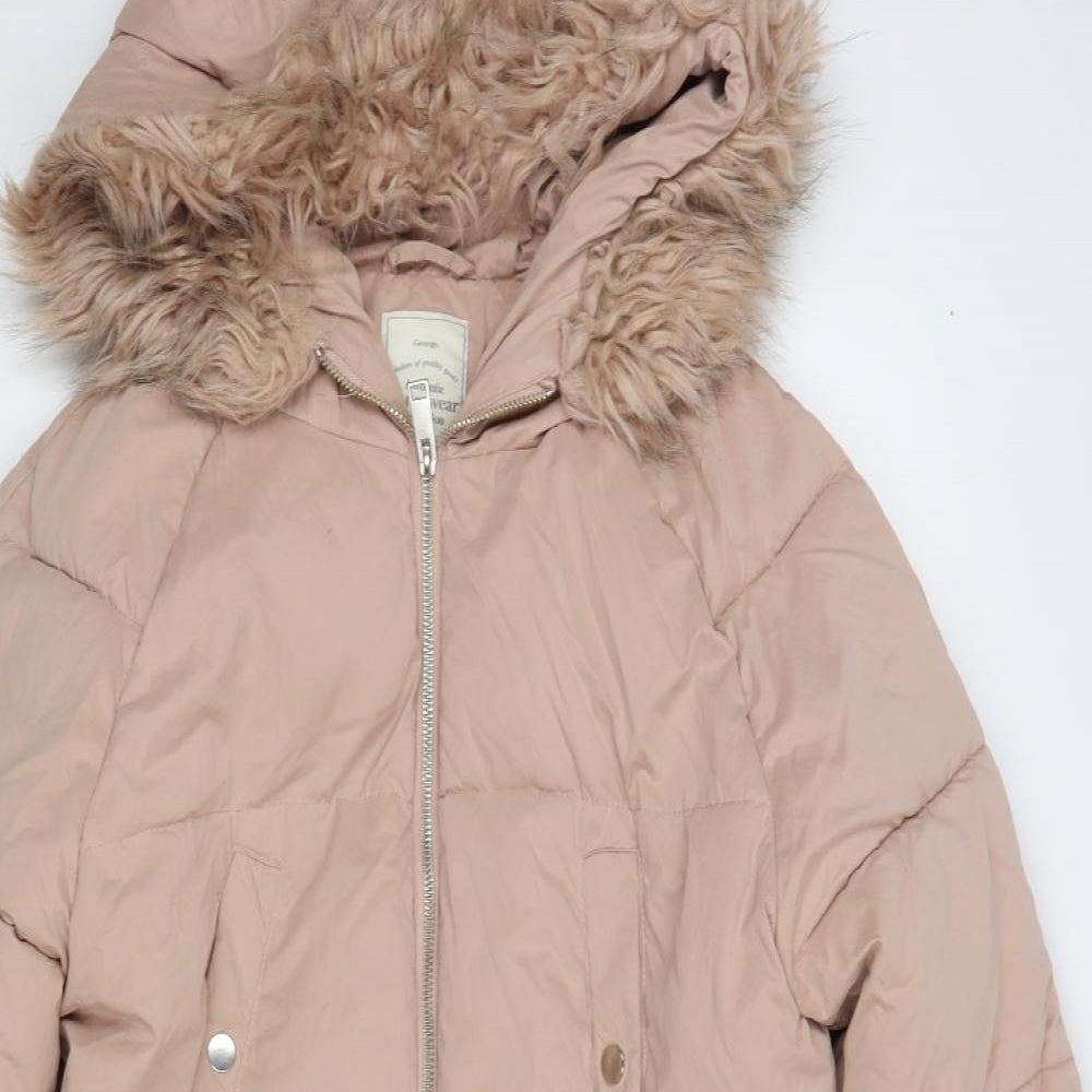 George Womens Pink Puffer Jacket Coat Size M Zip