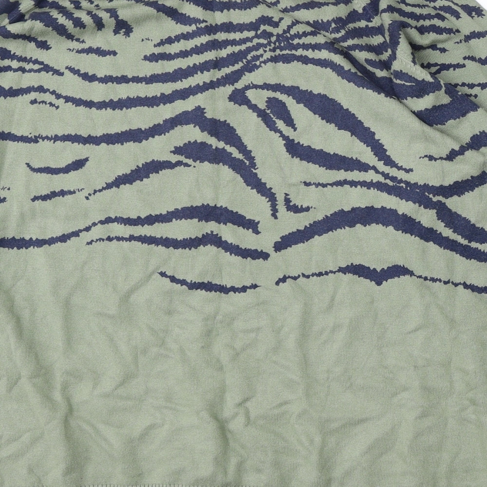 NEXT Womens Green Round Neck Geometric Viscose Pullover Jumper Size L