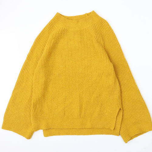 Primark Womens Yellow Mock Neck Acrylic Pullover Jumper Size 10