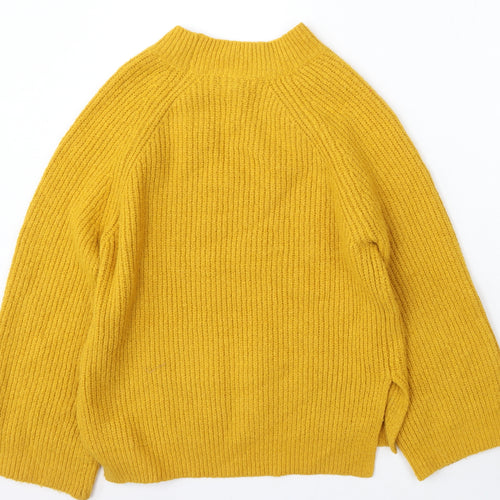 Primark Womens Yellow Mock Neck Acrylic Pullover Jumper Size 10