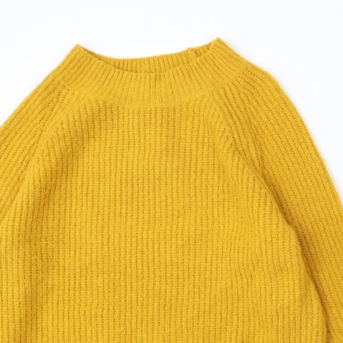 Primark Womens Yellow Mock Neck Acrylic Pullover Jumper Size 10