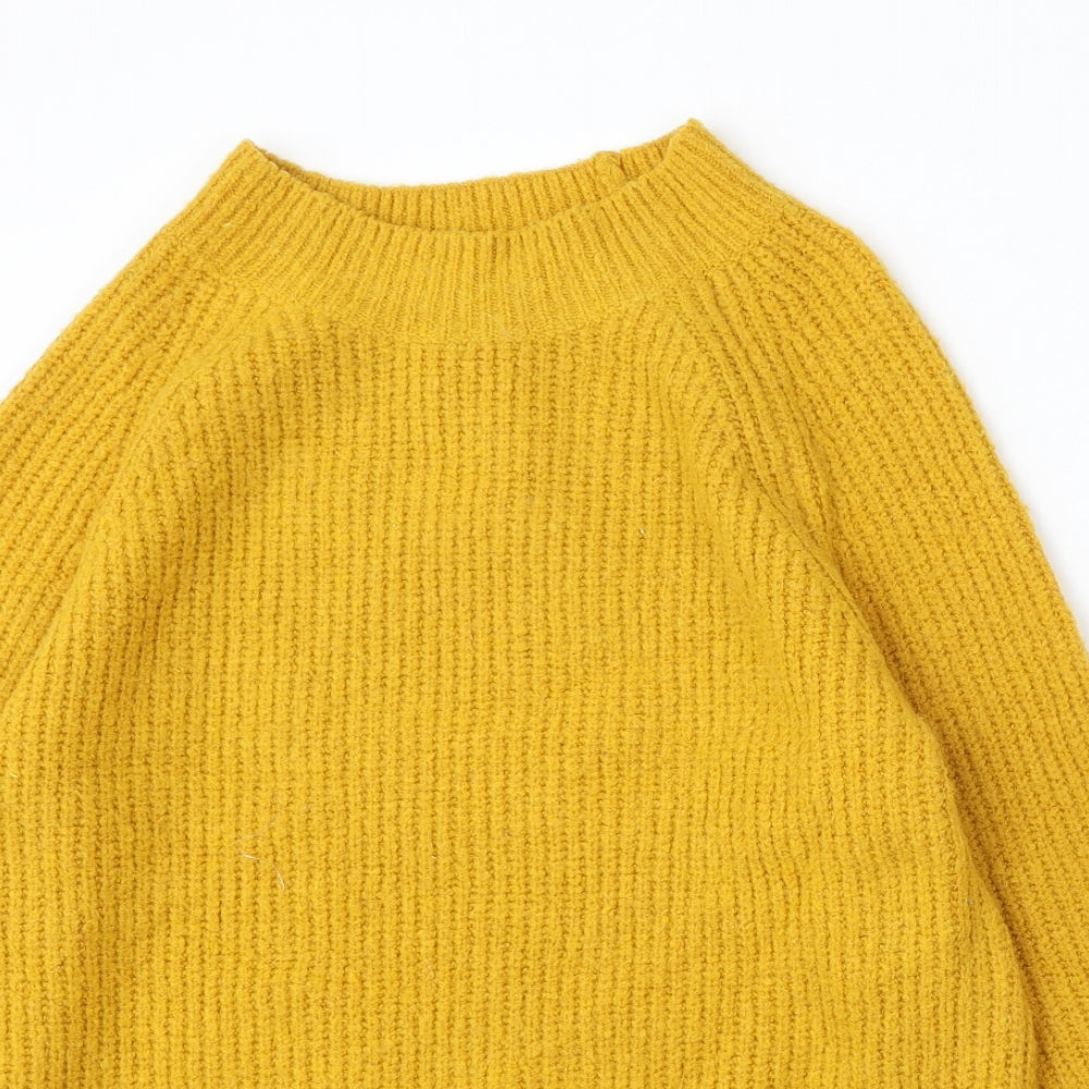 Primark Womens Yellow Mock Neck Acrylic Pullover Jumper Size 10