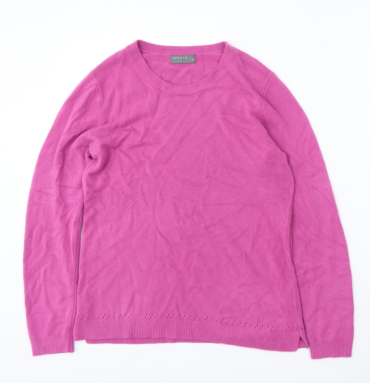 Papaya Womens Purple Round Neck Acrylic Pullover Jumper Size 12