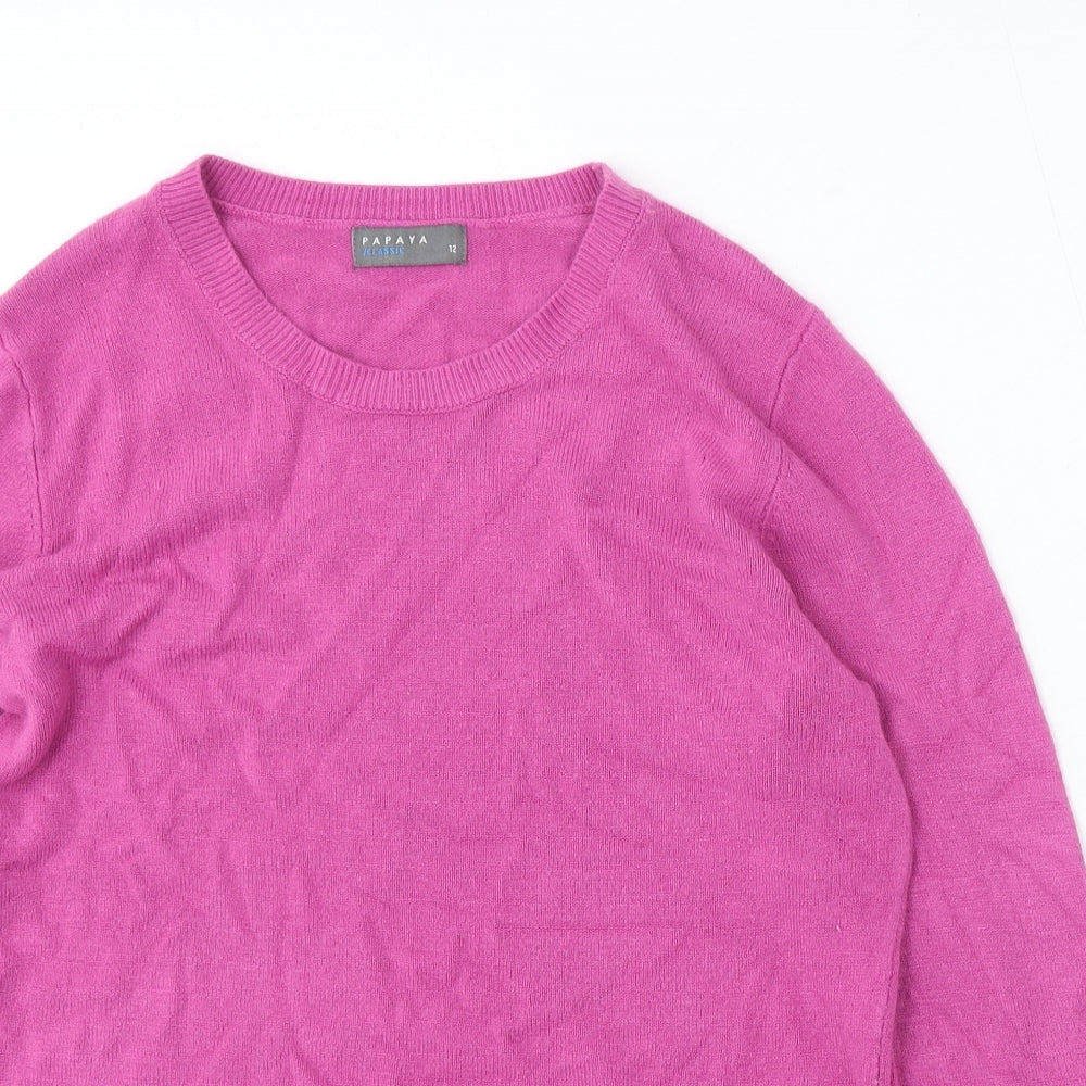 Papaya Womens Purple Round Neck Acrylic Pullover Jumper Size 12