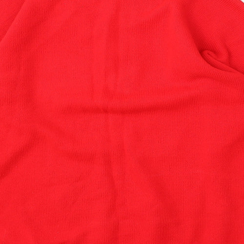 Preworn Womens Red Round Neck Acrylic Cardigan Jumper Size M
