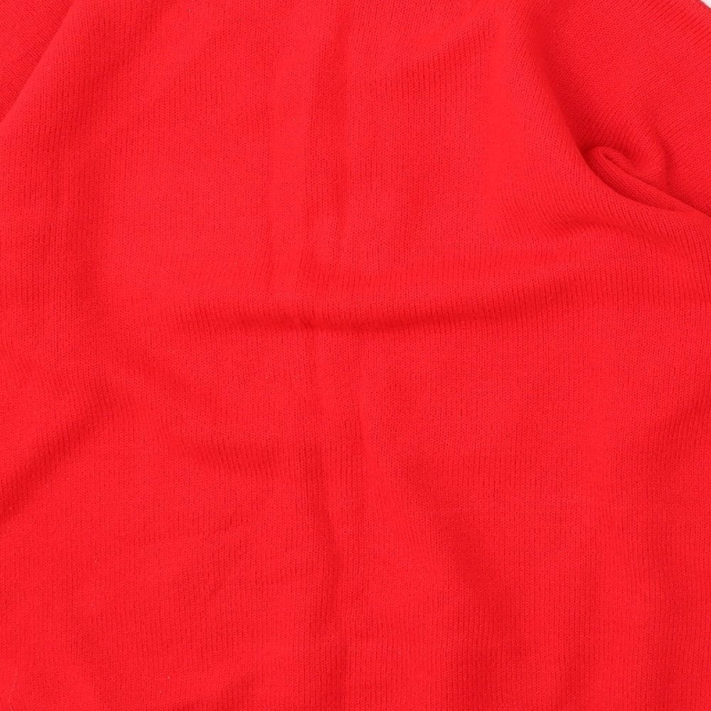 Preworn Womens Red Round Neck Acrylic Cardigan Jumper Size M