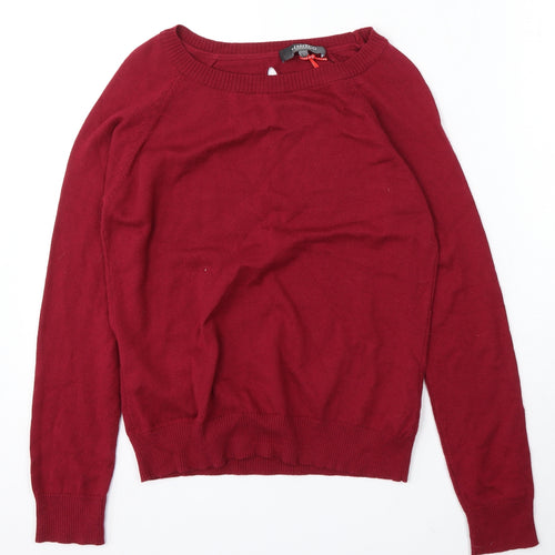 Limited Womens Red Round Neck Cotton Pullover Jumper Size 10
