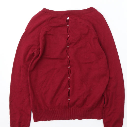 Limited Womens Red Round Neck Cotton Pullover Jumper Size 10