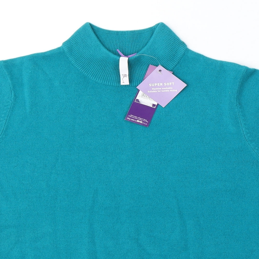 BHS Womens Blue Round Neck Acrylic Pullover Jumper Size 12