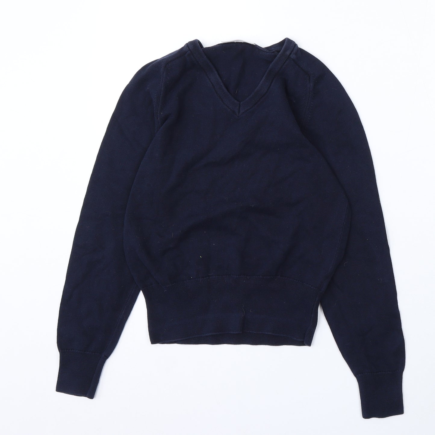 Trutex Womens Blue V-Neck Cotton Pullover Jumper Size XS