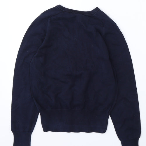 Trutex Womens Blue V-Neck Cotton Pullover Jumper Size XS