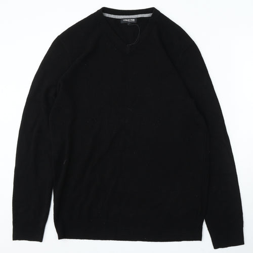 The Collection Mens Black V-Neck Acrylic Pullover Jumper Size L