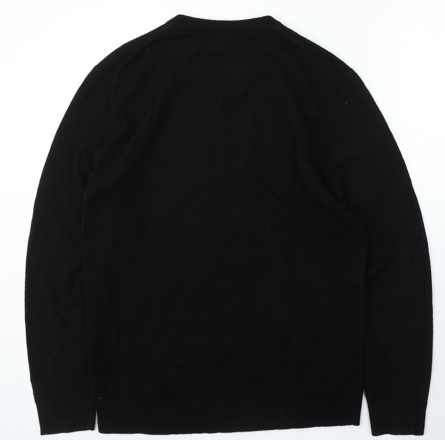 The Collection Mens Black V-Neck Acrylic Pullover Jumper Size L