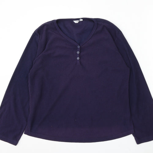 Indigo Womens Blue V-Neck Polyester Pullover Jumper Size 14