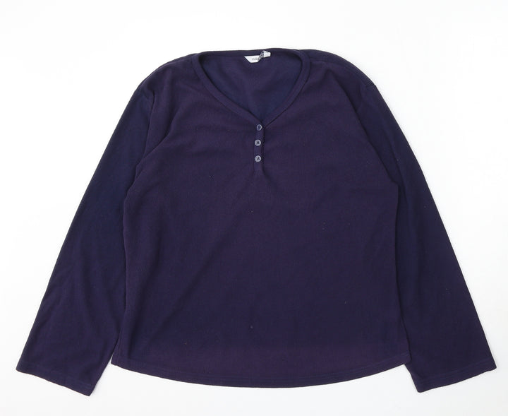 Indigo Womens Blue V-Neck Polyester Pullover Jumper Size 14