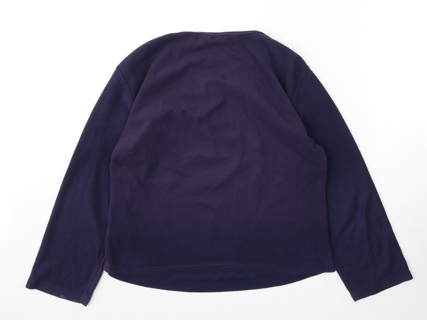 Indigo Womens Blue V-Neck Polyester Pullover Jumper Size 14