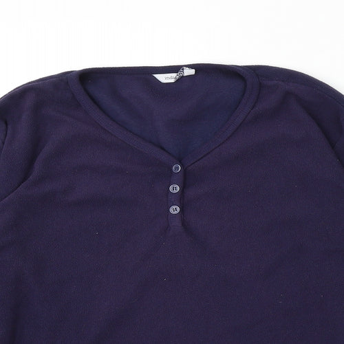 Indigo Womens Blue V-Neck Polyester Pullover Jumper Size 14