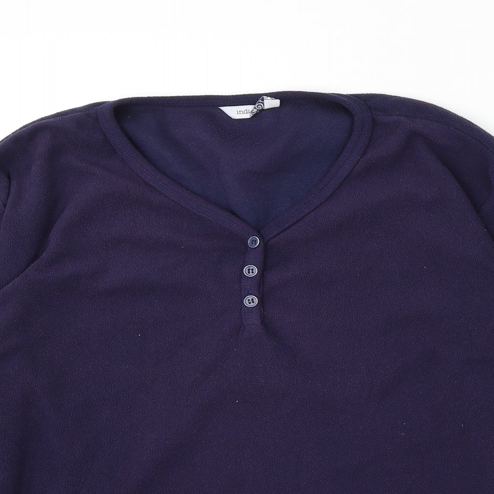 Indigo Womens Blue V-Neck Polyester Pullover Jumper Size 14