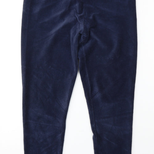Marks and Spencer Womens Blue Cotton Jogger Trousers Size 14 L25 in Regular