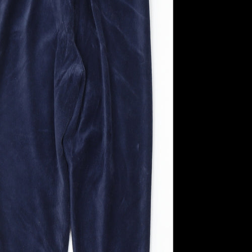 Marks and Spencer Womens Blue Cotton Jogger Trousers Size 14 L25 in Regular