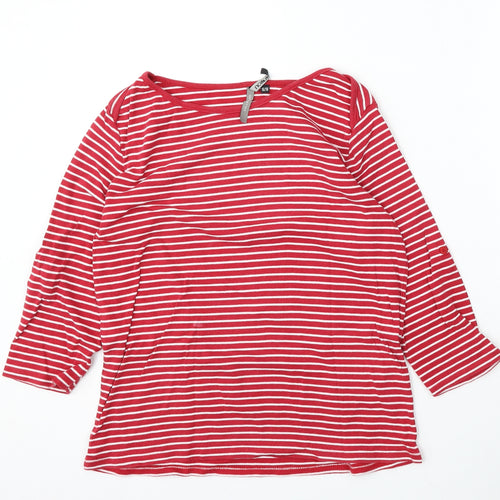 Intuition Womens Red Round Neck Striped Cotton Pullover Jumper Size 16