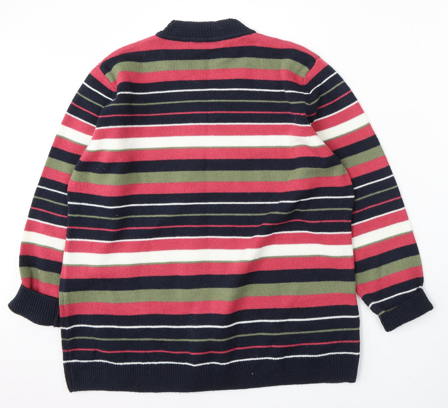EWM Womens Multicoloured V-Neck Striped Acrylic Pullover Jumper Size 22