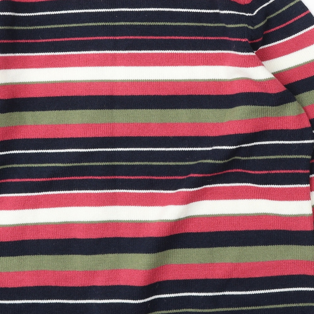 EWM Womens Multicoloured V-Neck Striped Acrylic Pullover Jumper Size 22