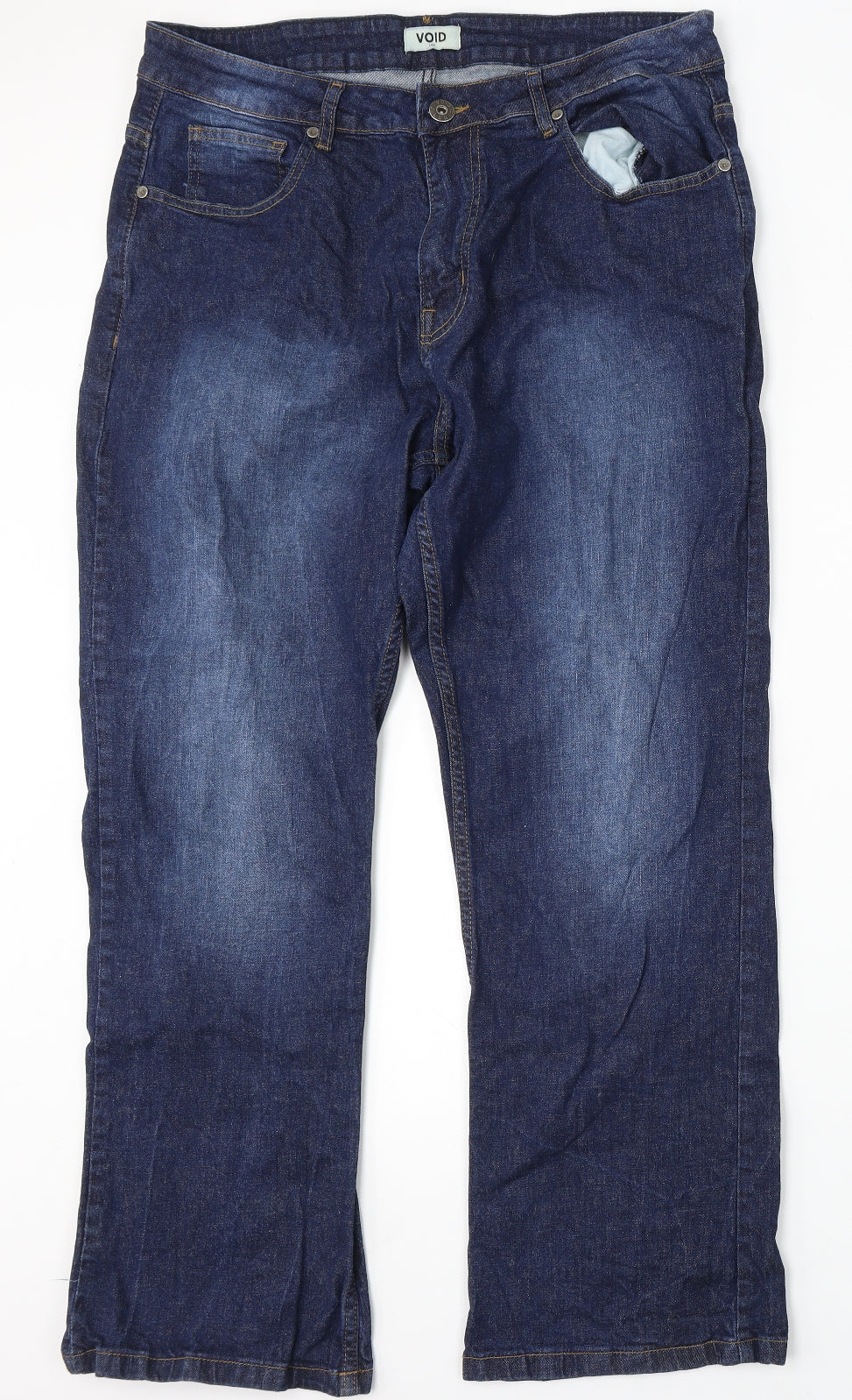 Void Mens Blue Cotton Straight Jeans Size 36 L30 in Regular Button