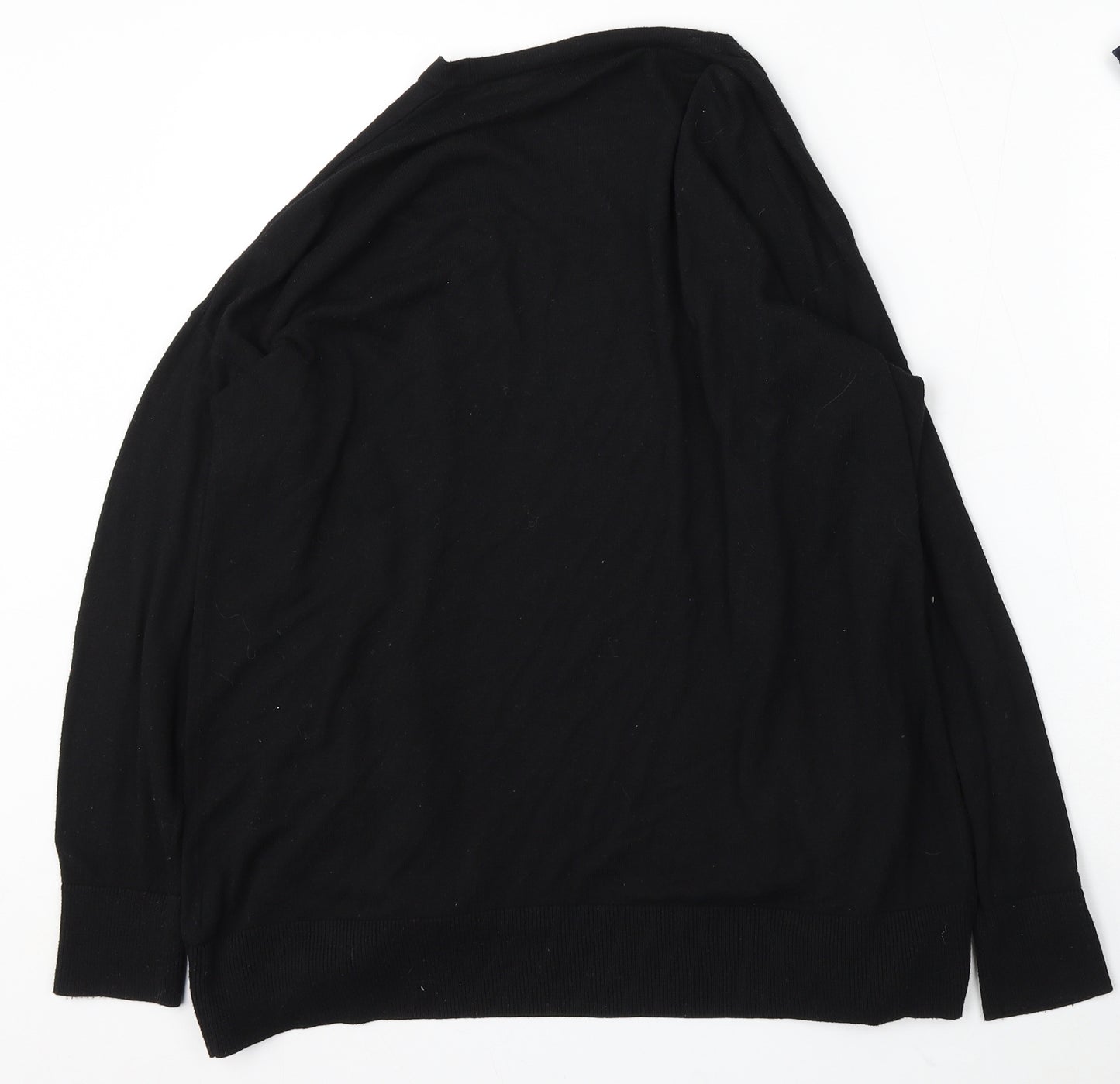 F&F Womens Black V-Neck Nylon Cardigan Jumper Size 14