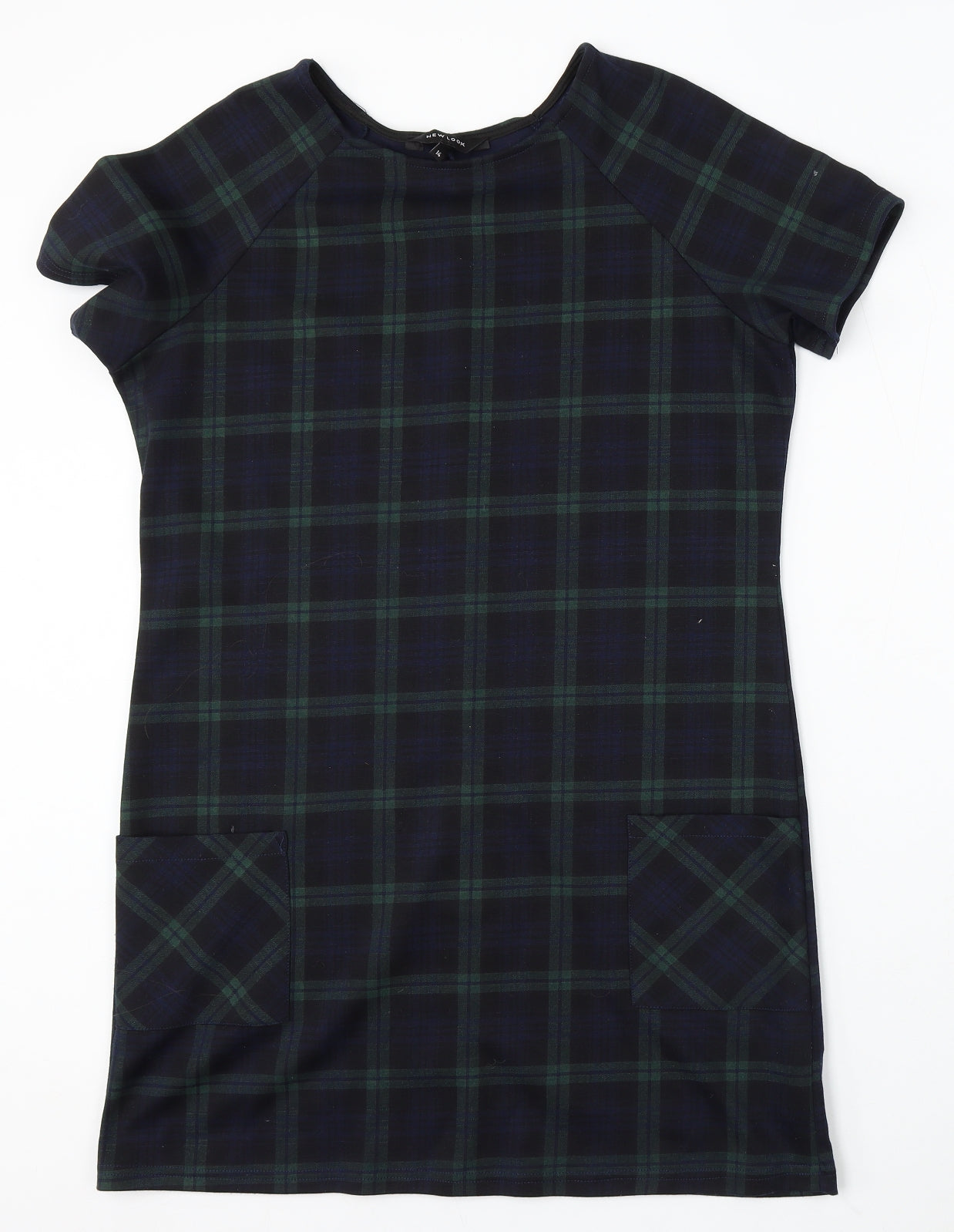 New Look Womens Multicoloured Check Polyester Pencil Dress Size 14 Round Neck