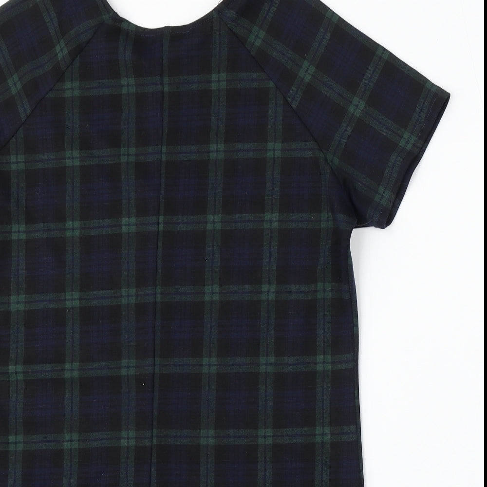 New Look Womens Multicoloured Check Polyester Pencil Dress Size 14 Round Neck