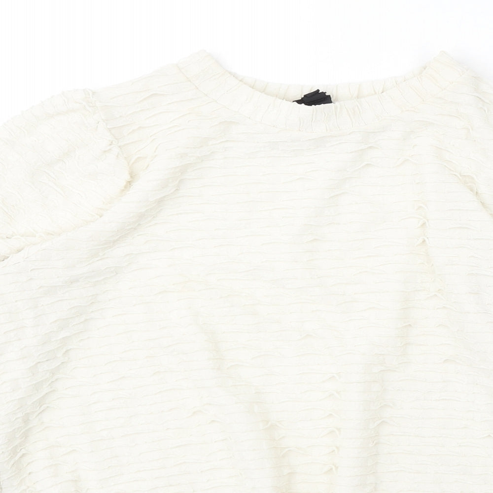 River Island Womens Ivory Round Neck Polyester Pullover Jumper Size 16