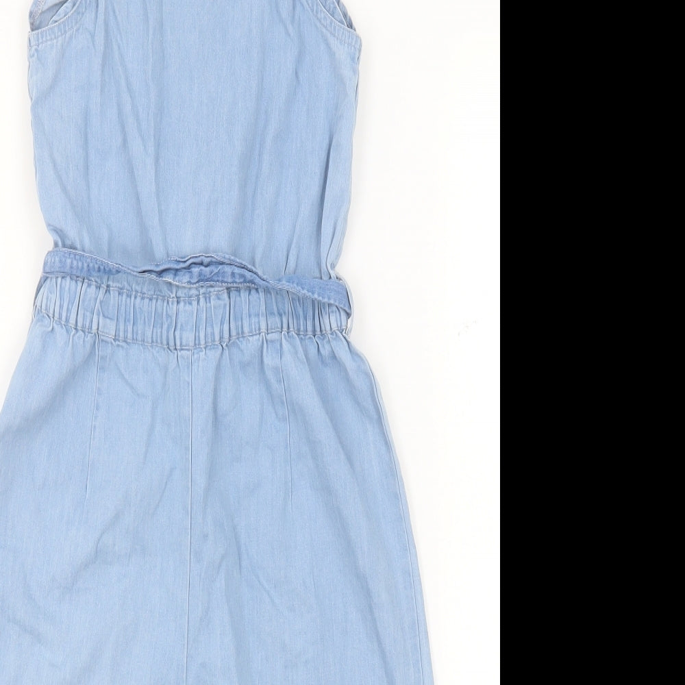 Marks and Spencer Girls Blue Cotton Playsuit One-Piece Size 8-9 Years